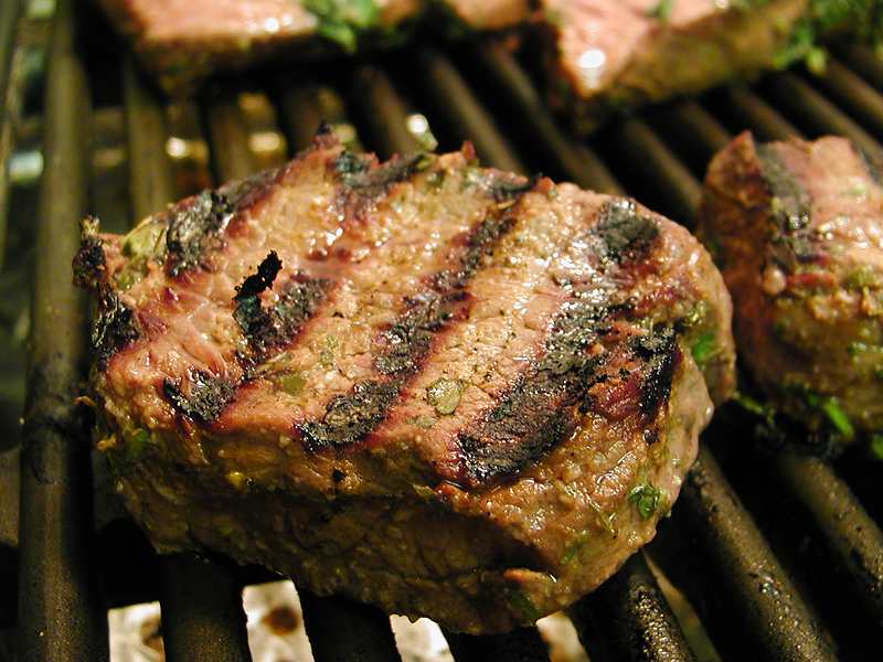Grilled marinated steak served on a plate